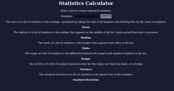 Statistics Calculator